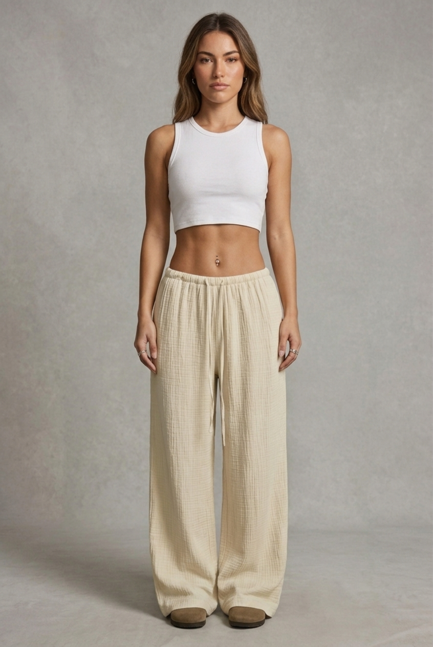 Pantalones lino básicos